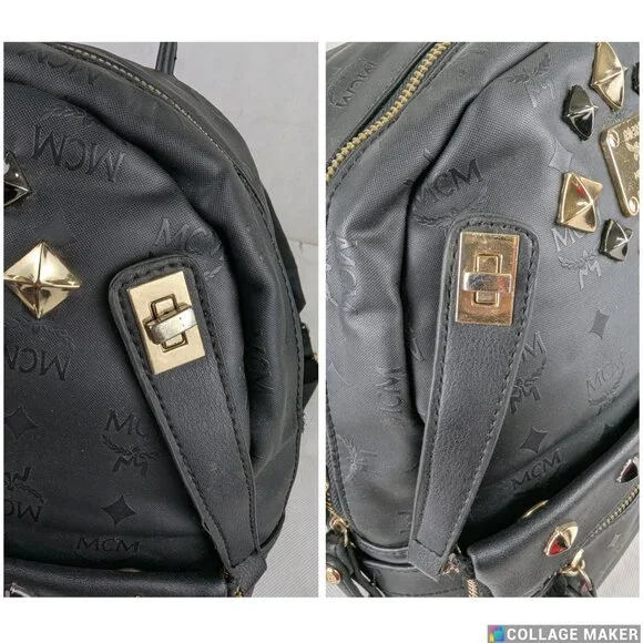 MCM Rucksack Visetos Black Canvas Small Leather Backpack - Picture 10 of 16